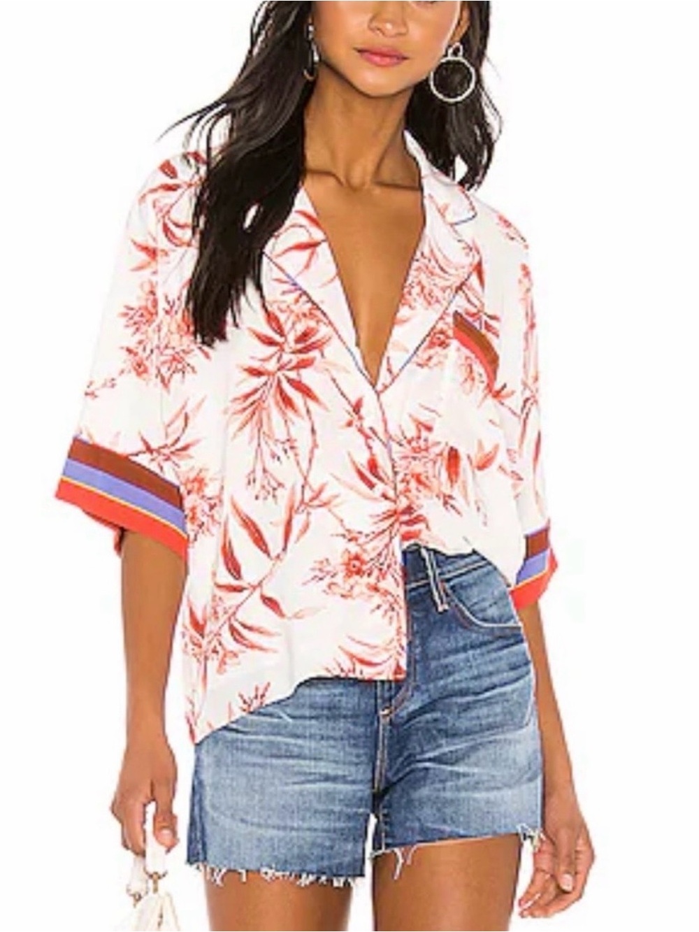Joie Bayley short sleeve button front shirt Size M